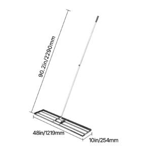 lawn leveling rake, lawn leveler with 83.9 in handle, 48x10 in ground plate, rust resistant carbon steel soil leveler, 2 heights adjustable, effort saving lawn leveling tool for yard golf court