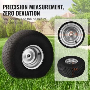lawn mower tires with rim, 20x8 8" tubeless tractor tires, 2 pack tire and wheel assembly, s turf pneumatic tires with 3.5" offset hub and 3/4" bushing size, for riding mowers lawn tractors