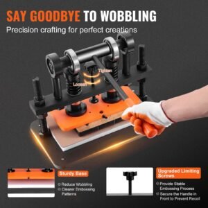 leather cutting machine, 10.2 x 4.7 in embossing plate manual die cutter, 0.47 in pressure stroke dual guide shafts die cut machine, leather embossing machine for various of materials