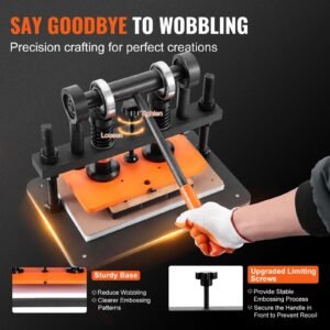 leather cutting machine, 10.2 x 5.9 in embossing plate manual die cutter, 0.47 in pressure stroke dual guide shafts die cut machine, leather embossing machine for various of materials