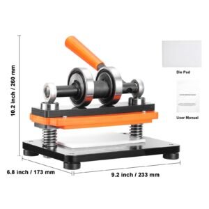 leather cutting machine, 7.1 x 3.9 in embossing plate manual die cutter, 0.47 in pressure stroke dual guide shafts die cut machine, leather embossing machine for various of materials