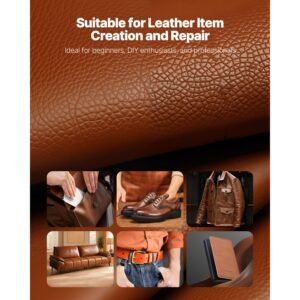 leather working tools kit, 38 pcs leather craft tools with portable canvas storage bag, engraving punching sewing stamping cutting tools, ideal for beginners diy enthusiasts and professionals