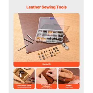 leather working tools kit, 61 pcs leather craft tools with portable canvas storage bag, engraving punching sewing stamping sanding tools, ideal for beginners diy enthusiasts and professionals