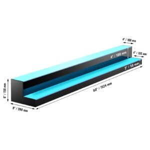 led lighted liquor bottle display, 2 tiers 60 inch commercial illuminated home bar shelf, 2 steps whiskey rack stand, acrylic drink shelves with rf remote & app control, and multicolor lighting