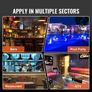 led lighted liquor bottle display, 4 tiers 16 inch commercial illuminated home bar shelf, 4 steps whiskey rack stand, acrylic drink shelves with rf remote & app control, and multicolor lighting