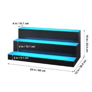 led lighted liquor bottle display bar shelf rf & app control 24" 3 step