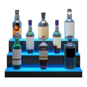led lighted liquor bottle display bar shelf rf & app control 24" 3 step