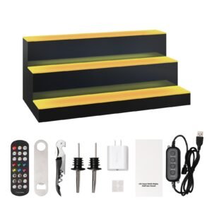 LED Lighted Liquor Bottle Display Bar Shelf RF & App Control 24" 3-Step