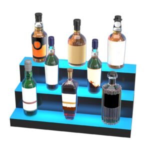 led lighted liquor bottle display bar shelf rf & app control 24" 3 step