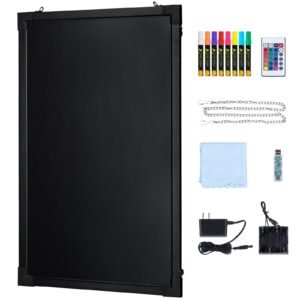 LED Message Writing Board, 24"x16" Illuminated Erasable Lighted Chalkboard, Neon Effect Menu Sign Board, Drawing Board with 8 Fluorescent Chalk Markers and Remote Tested to UL Standards