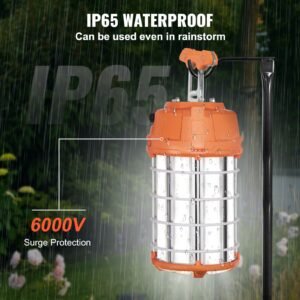 led portable work lamp, 150w, 20000lm, 5000k durable & water resistant, linkable up to 6 units, ceiling or stand job site illumination for both indoor & outdoor use