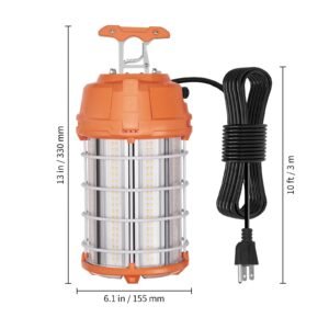 led portable work lamp, 150w, 20000lm, 5000k durable & water resistant, linkable up to 6 units, ceiling or stand job site illumination for both indoor & outdoor use