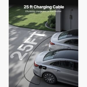 level 1&2 ev charger, 16 amp adjustable current, electric vehicle portable charger with 25 ft cable, 120v 240v, nema 6 20p plug nema 5 15 adapter, lcd, home car charging station for sae j1772 ev