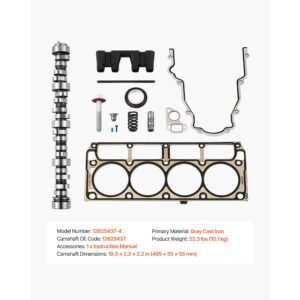 lifter camshaft kit, 13 piece set, gray cast iron engine cam, compatible with norris trucks from 1999 2013 gm gen3/4, fit 1999 2013 ls based engines (silverado, sierra, tahoe, yukon/ls1)