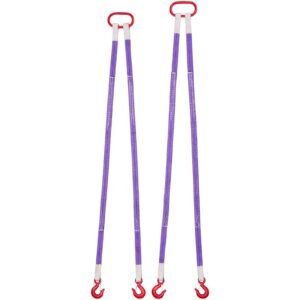 lifting sling straps, 2pcs two leg polyester bridle sling with hooks, 4400lb capacity, 5ft heavy duty rigging strap, thickened & wear resistant webbing slings for engines cranes hoists truck