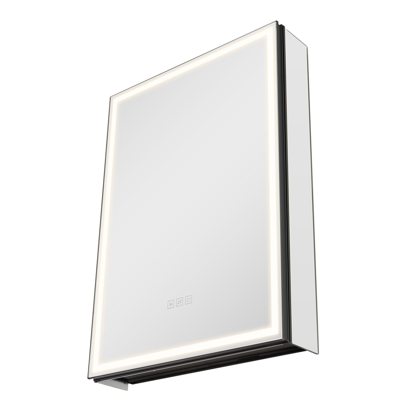 lighted medicine cabinet with mirror, 20 x 28 in recessed or wall mount, 3 color dimmable led bathroom medicine cabinet with bottom lighting, adjustable shelve storage, memory defog function