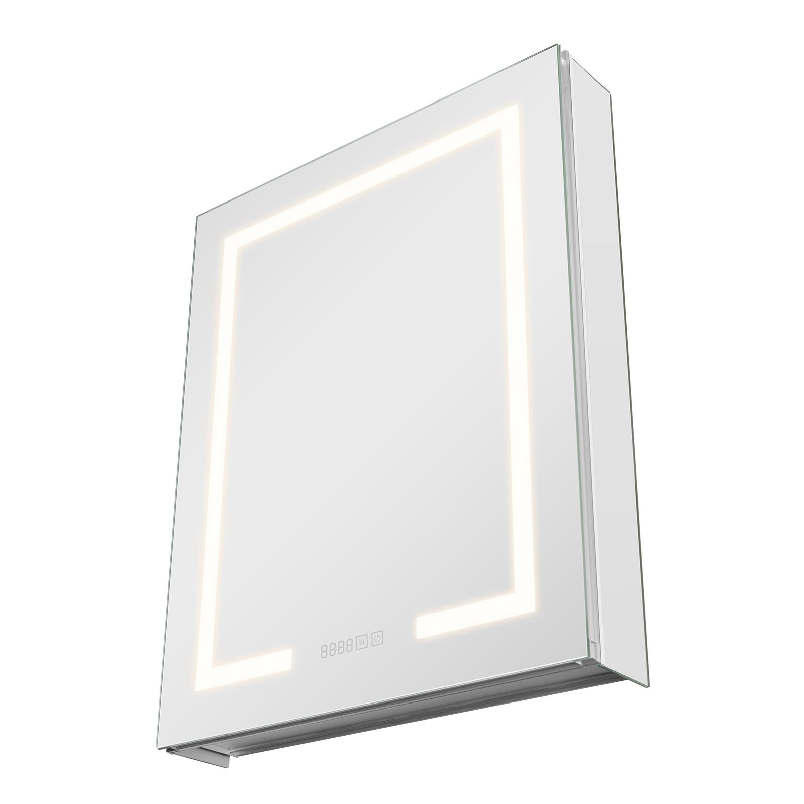 lighted medicine cabinet with mirror, 24 x 30 in recessed or wall mount, 3 color dimmable led bathroom medicine cabinet with hd mirror, clock, adjustable shelve storage, memory defog function