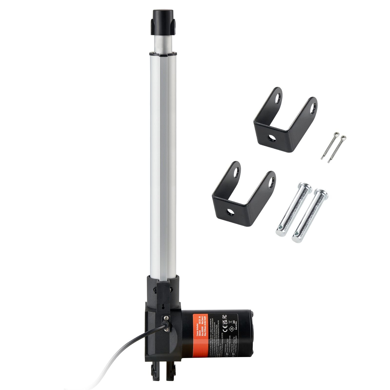 linear actuator 12v, 12 inch heavy duty 1320lbs/6000n linear actuator, 0.19"/s linear motion actuator with mounting bracket & ip44 protection for electric door industrial machinery vessels cargo