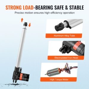 linear actuator 12v, 14 inch heavy duty 1320lbs/6000n linear actuator, 0.19"/s linear motion actuator with mounting bracket & ip44 protection for electric door industrial machinery vessels cargo