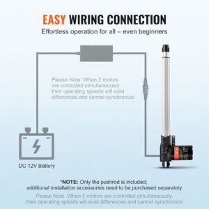 linear actuator 12v, 14 inch heavy duty 1320lbs/6000n linear actuator, 0.19"/s linear motion actuator with mounting bracket & ip44 protection for electric door industrial machinery vessels cargo