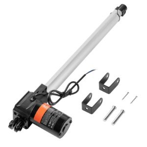 linear actuator 12v, 16 inch heavy duty 1320lbs/6000n linear actuator, 0.19"/s linear motion actuator with mounting bracket & ip44 protection for electric door industrial machinery vessels cargo