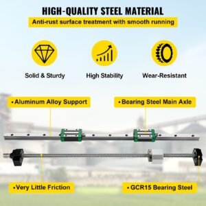 linear guide rail 2pcs hgr20 1500mm linear slide rail with 1pcs rm1605 1500mm ballscrew with bf12/bk12 kit linear slide rail guide rail square for diy cnc routers lathes mills