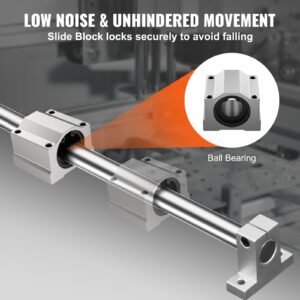 linear guide set, sfc20 1000mm, comes with two 39.4 in/1000 mm sfc20 guides, four sc20 slide blocks, and four guide supports for automated machinery and cnc tasks