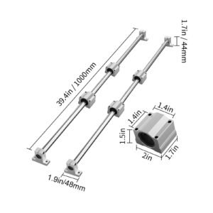 Linear Motion Kit, SFC16 1000mm, Includes 2 Rails of 39.4 inches, 4 SC16 Carriage Blocks, and 4 Support Brackets, Ideal for CNC and Automation Projects