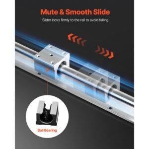 linear motion set, sbr20 1500mm, comes with two 59 in/1500 mm sbr20 rails & four sbr20uu blocks, ideal for diy cnc and automation tasks