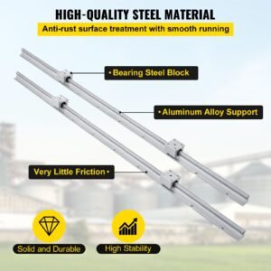 linear rail, 2pcs sbr12 1000mm, linear guide 2 pcs linear guide rails, 4 pcs square type carriage bearing blocks, cnc rail linear rails and bearings kit, for automated machines and equipments