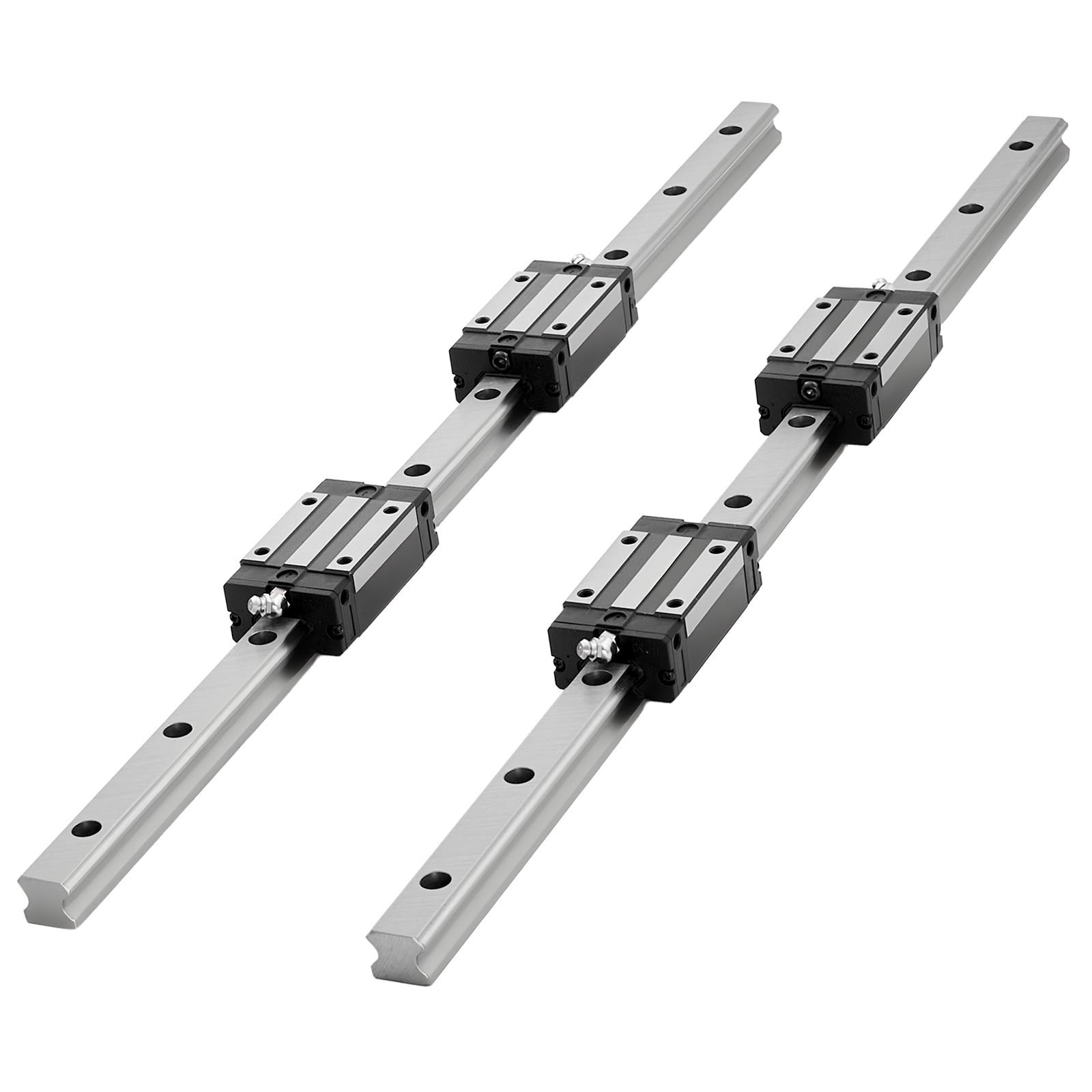 linear rail guide kit, hgr20, 2pcs 600 mm (23.62 inch) linear rails and 1pcs ball screw, 4pcs slide blocks, with bf12/bk12 end support, coupling, and nut housing, for diy cnc routers lathes