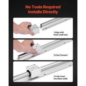 linear rail kit, sbr20, 2pcs 2000 mm (78.74 inch) linear motion guide rails and 4pcs bearing slide blocks, fully supported shaft, for cutting, grinding, milling, drilling machines, and more