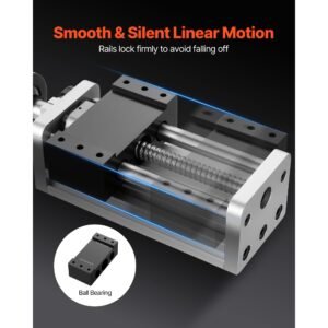 linear stage actuator, 100 mm effective stroke, ball screw cnc linear motion guide rail, double optical axis, c7 high precision, bearing slide block, manual handwheel, for cnc router x y z axis
