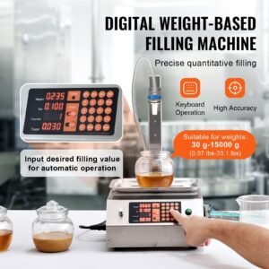 liquid filling machine, 30 15000 g weighing capacity, automatic bottle filler machine bottling machine digital control for milk, water, oil, wine, beverage, detergent, shampoo (single nozzle)