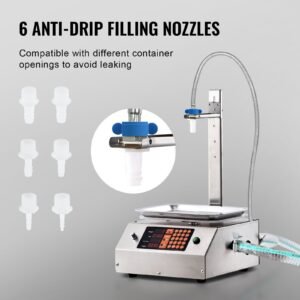 liquid filling machine, 30 15000 g weighing capacity, automatic bottle filler machine bottling machine digital control for milk, water, oil, wine, beverage, detergent, shampoo (single nozzle)