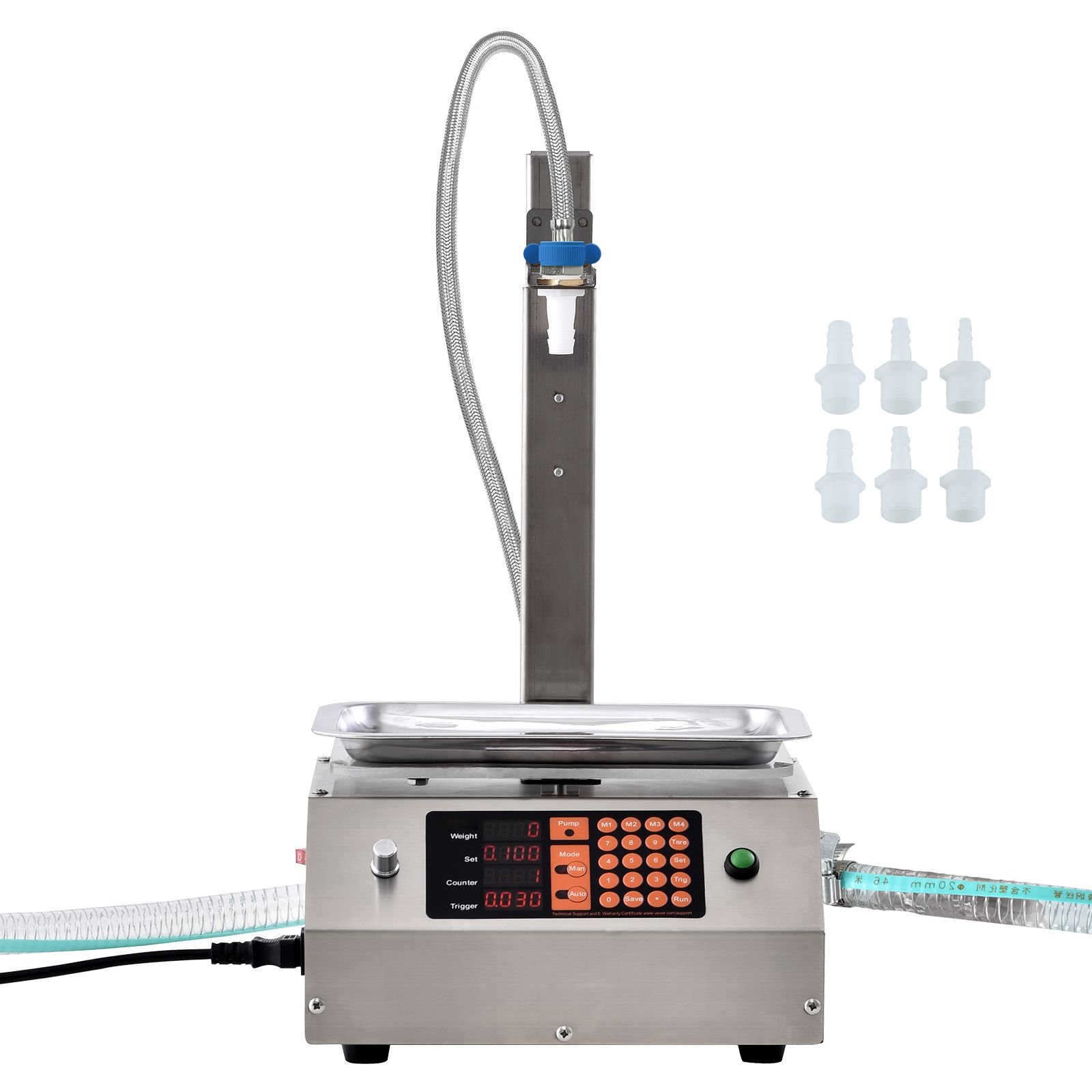 liquid filling machine, 30 15000 g weighing capacity, automatic bottle filler machine bottling machine digital control for milk, water, oil, wine, beverage, detergent, shampoo (single nozzle)