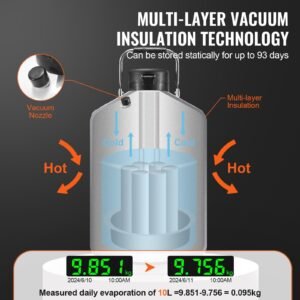 liquid nitrogen tank, 10 l aluminum alloy liquid nitrogen container, ln2 tank dewar with 6 canisters and carry bag with straps, cryogenic tank for beauty industry, semen preservation, scientific