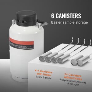 liquid nitrogen tank, 3 l aluminum alloy liquid nitrogen container, ln2 tank dewar with 6 canisters and carry bag with straps, cryogenic tank for beauty industry, semen preservation, scientific