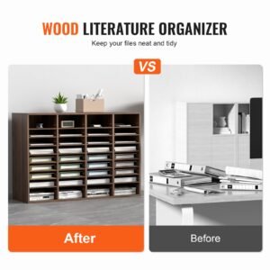 literature organizers, 36 compartments office mailbox with adjustable shelves, wood literature sorter 39.3x12x26.8 inches for office, home, classroom, mailrooms organization, epa certified brown