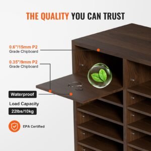 literature organizers, 36 compartments office mailbox with adjustable shelves, wood literature sorter 39.3x12x26.8 inches for office, home, classroom, mailrooms organization, epa certified brown