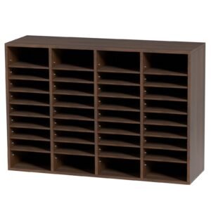 Literature Organizers, 36 Compartments Office Mailbox with Adjustable Shelves, Wood Literature Sorter 39.3x12x26.8 inches for Office, Home, Classroom, Mailrooms Organization, EPA Certified Brown