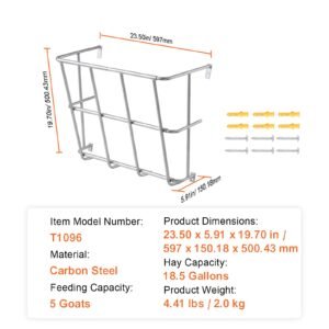livestock hay feeder, 18.5 gallons large capacity, heavy duty steel goat hay rack, 24.4" long wall mounted horse hay holder, multiple sided feeding rack for sheep farm livestock indoor outdoor