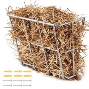 livestock hay feeder, 18.5 gallons large capacity, heavy duty steel goat hay rack, 24.4" long wall mounted horse hay holder, multiple sided feeding rack for sheep farm livestock indoor outdoor