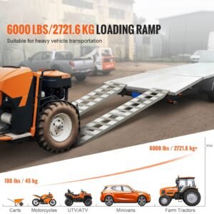 loading ramps, 2 pcs 72 x 15 in, durable aluminum and heavy duty trailer ramp set with anti slip plates, 6000 lbs combined capacity, for carts, farm tractors, atvs, lawn mowers, motorcycles