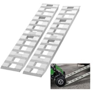 loading ramps, 2 pcs 72 x 15 in, durable aluminum and heavy duty trailer ramp set with anti slip plates, 6000 lbs combined capacity, for carts, farm tractors, atvs, lawn mowers, motorcycles