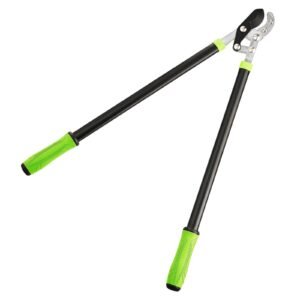 loppers for tree trimming, 32 inch garden anvil trimmer with compound action, sharp steel blade, heavy duty tree branch cutter up to 2 inch dia cut capacity, ergonomically designed handles