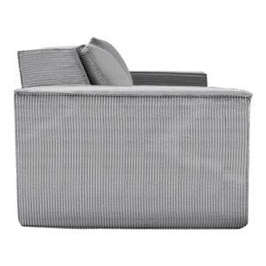 loveseat sofa, 63 inch 2 seats couch for living room, modern small corduroy couch with pocket springs, soft cushions, comfy loveseat for bedroom, office or apartment, no assembly required, gray