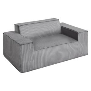 loveseat sofa, 63 inch 2 seats couch for living room, modern small corduroy couch with pocket springs, soft cushions, comfy loveseat for bedroom, office or apartment, no assembly required, gray