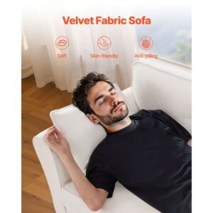 loveseat sofa, 69 inch small sofa couch for living room, velvet fabric 2 seats couch with sinuous spring, soft cushions and sturdy frame, comfy loveseat for bedroom, office or apartment, white