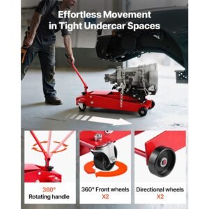low profile floor jack, 1000 lbs / 0.45 ton lifting capacity telescoping transmission floor jack, 6.3 25.2 in lifting height, 360° swivel front wheels, heavy duty lift hoist for garage/shop